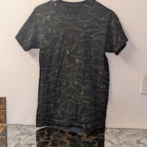 Black Matter Tops - Black Matter Black Dinosaur Tee Size Small